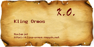 Kling Ormos névjegykártya